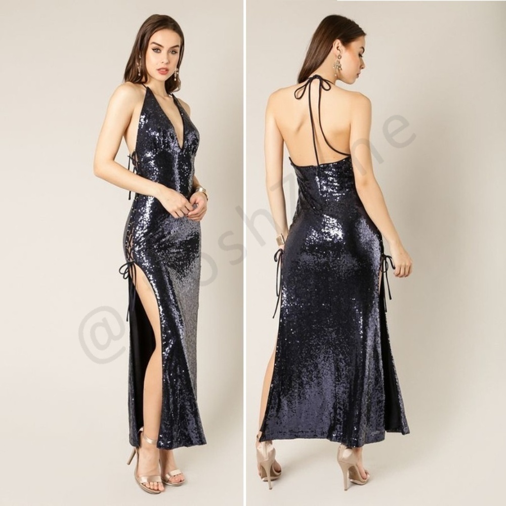 Blue all over sequin Dress